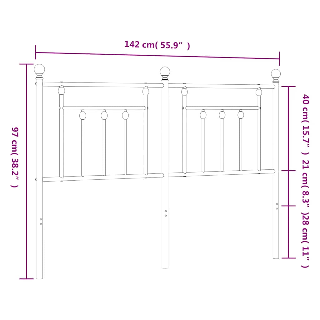 Metalno zamjensko uzglavlje crno 135 cm