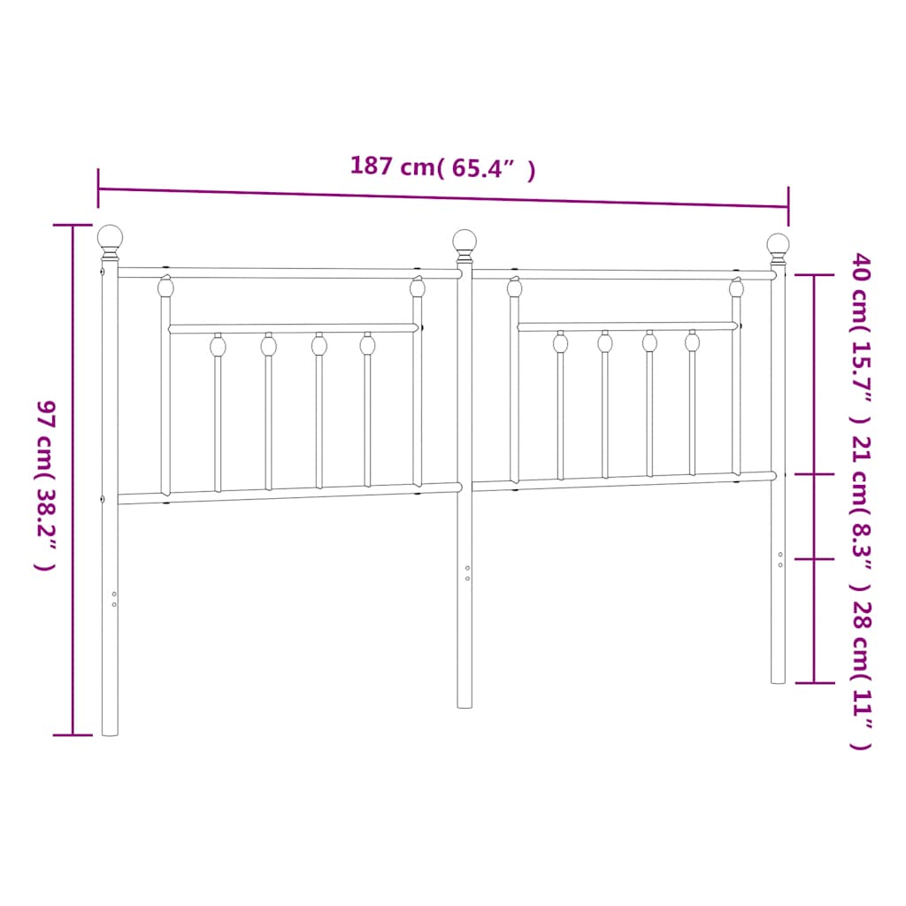 Metalno zamjensko uzglavlje crno 180 cm