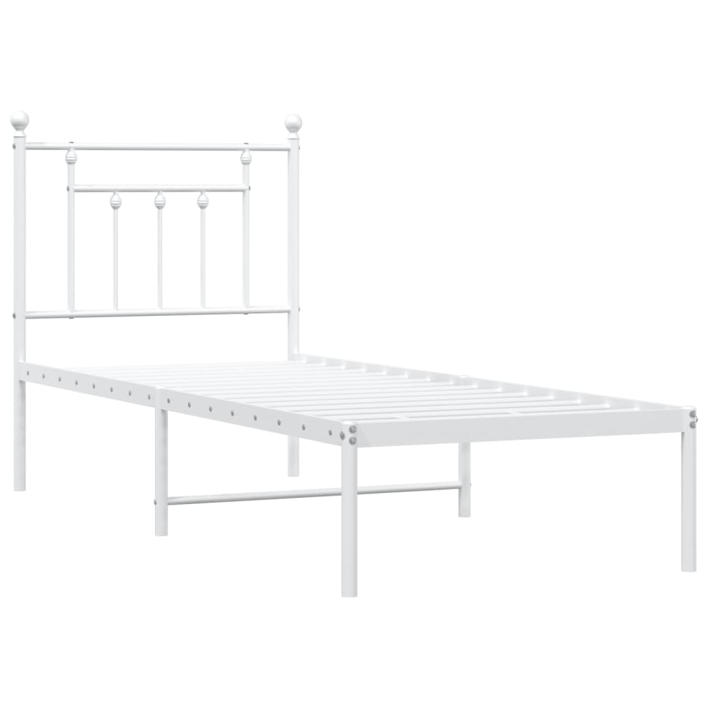 Metalni okvir krevet bez madraca s uzglavljem bijeli 75x190 cm