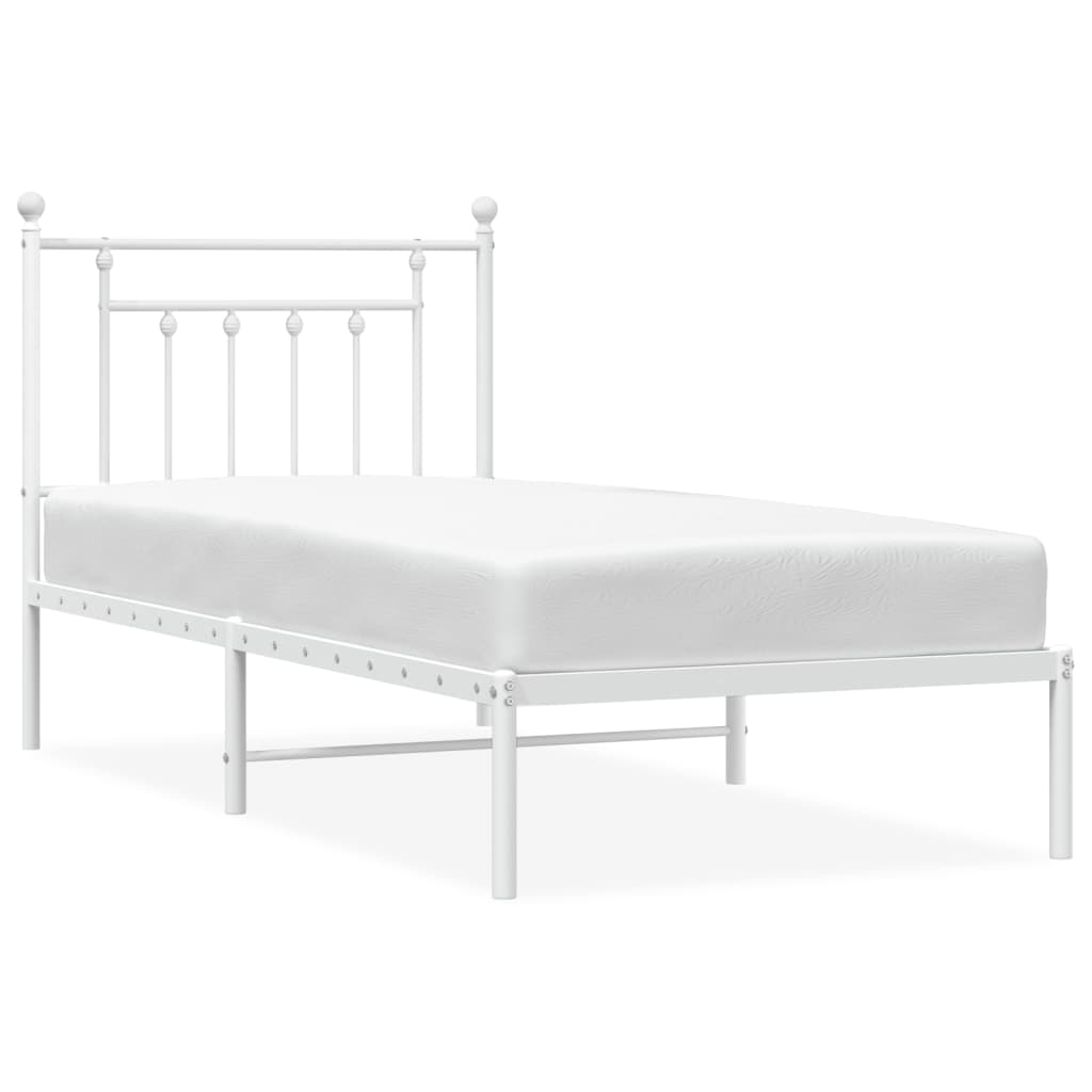 Metalni okvir za krevet s uzglavljem bijeli 80x200 cm
