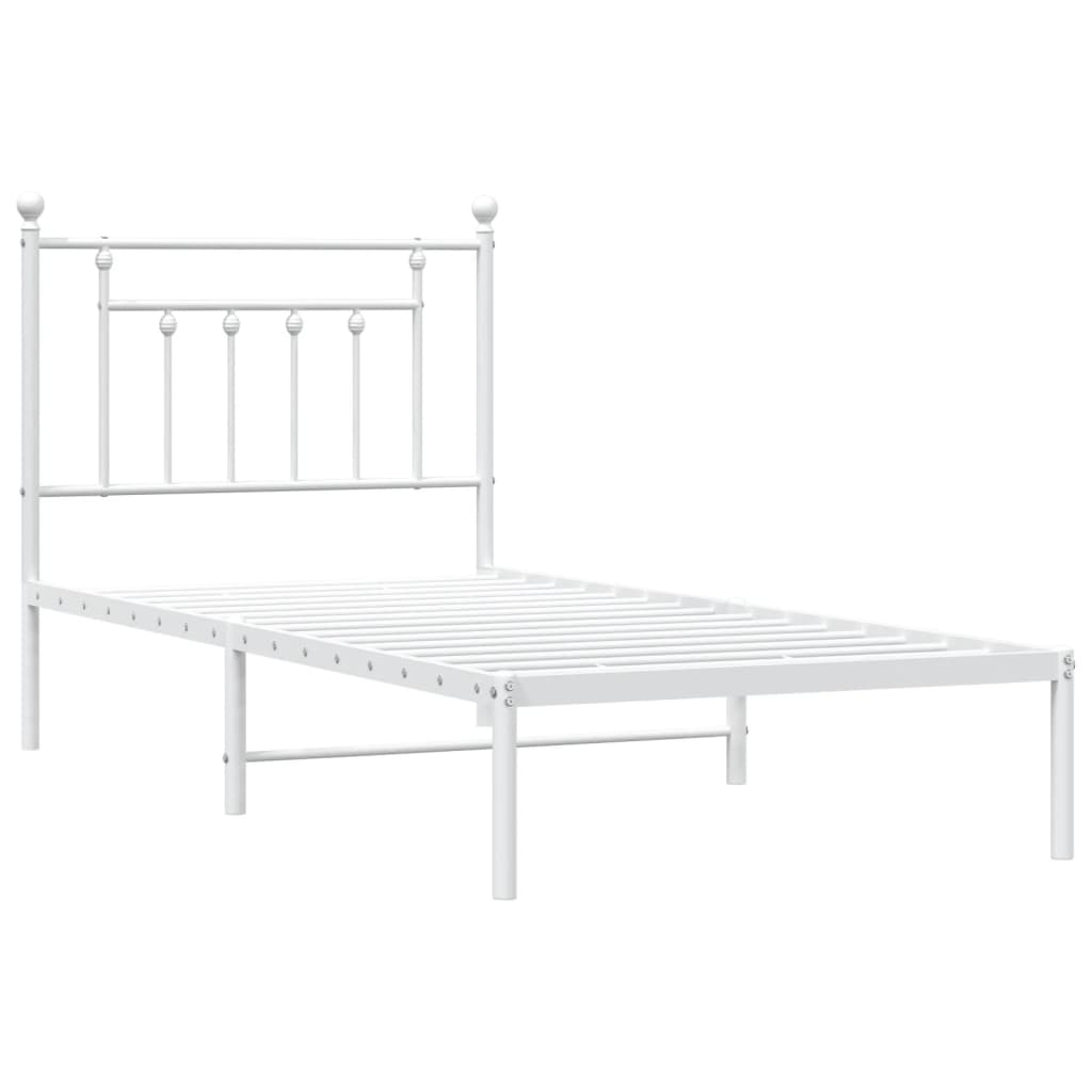 Metalni okvir za krevet s uzglavljem bijeli 80x200 cm