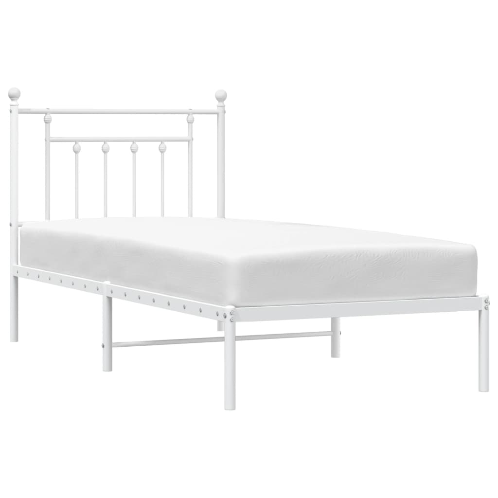 Metalni okvir za krevet s uzglavljem bijeli 80x200 cm