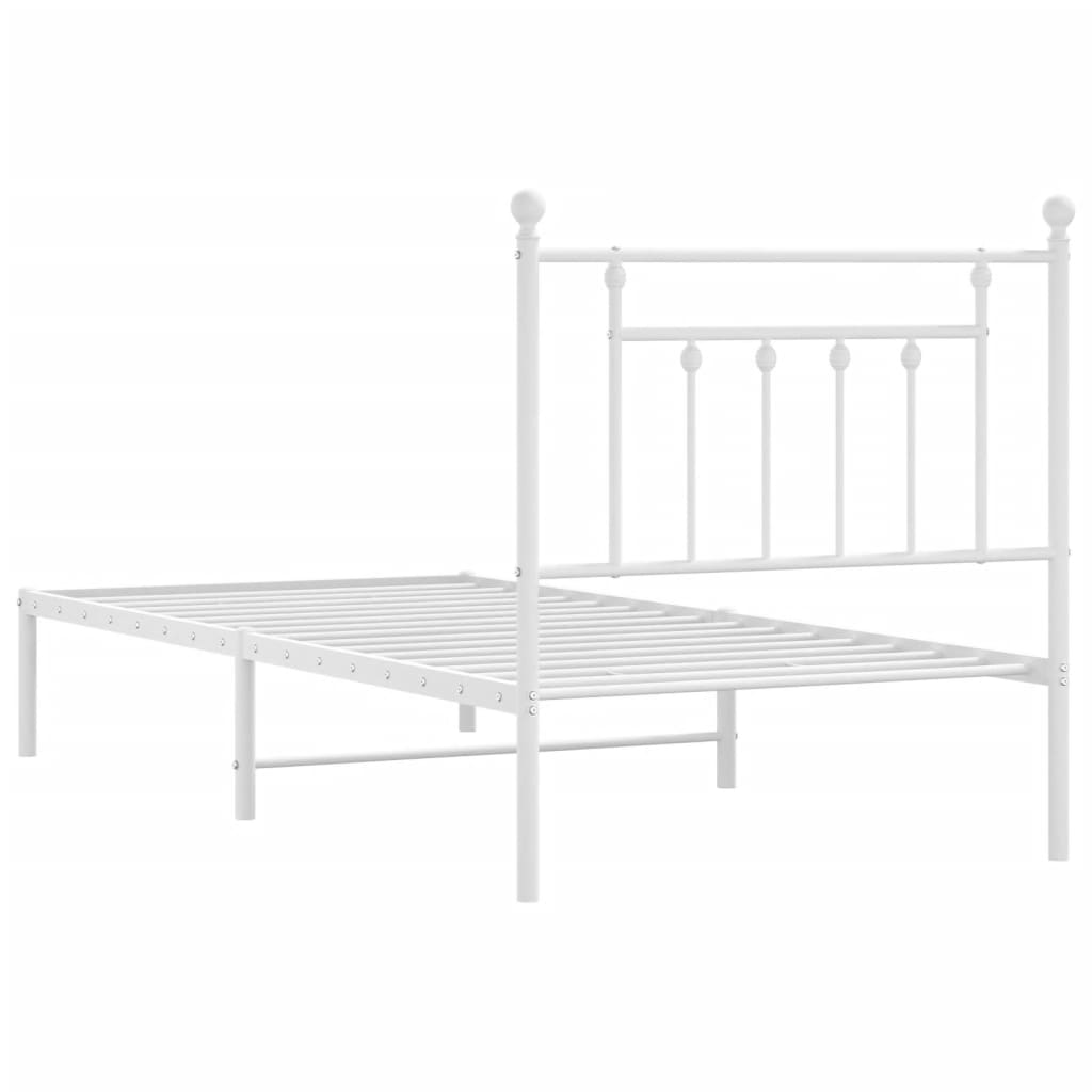 Metalni okvir za krevet s uzglavljem bijeli 80x200 cm