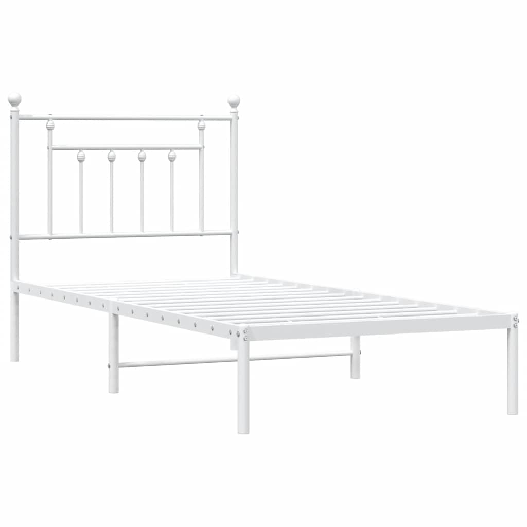 Metalni okvir za krevet s uzglavljem bijeli 90 x 190 cm