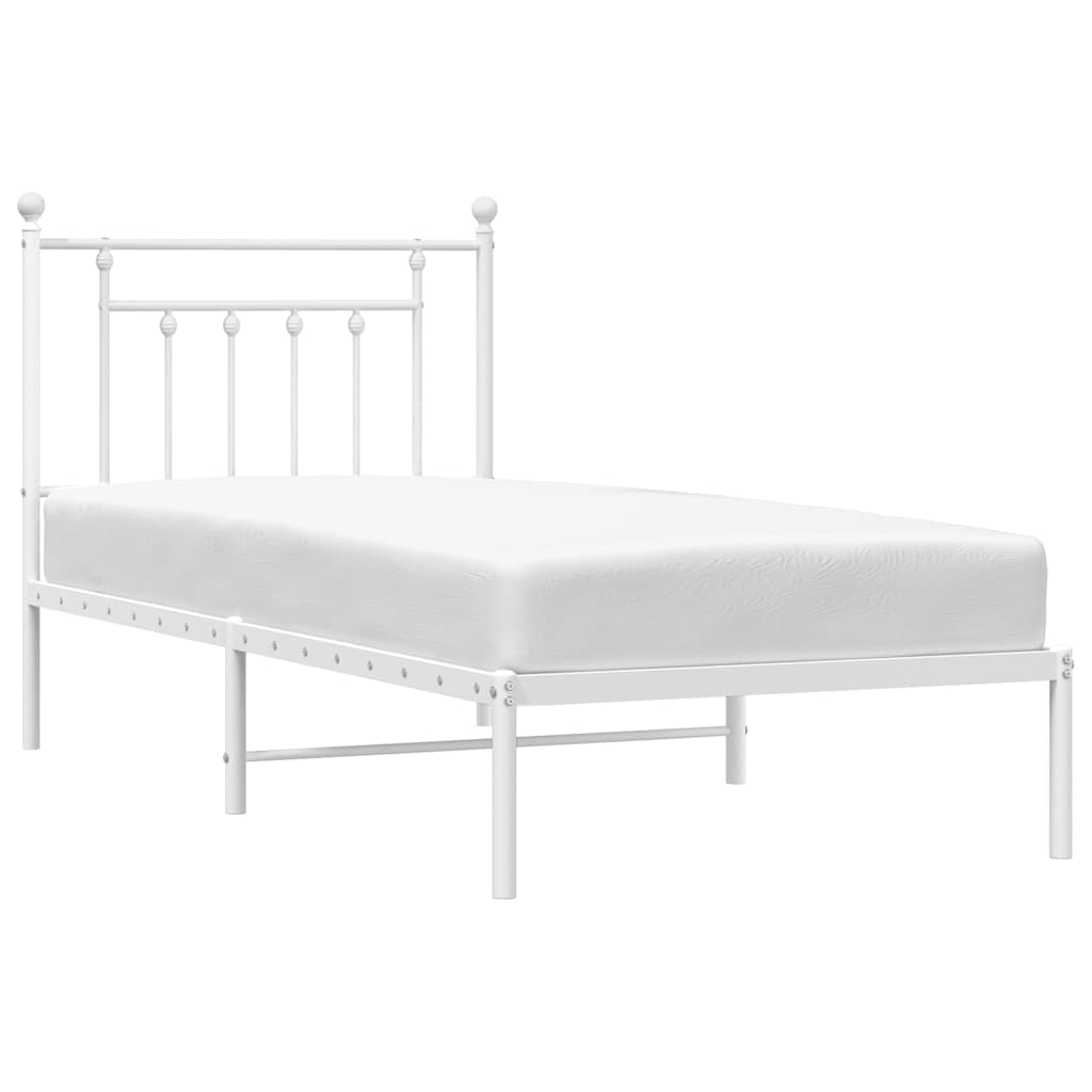 Metalni okvir za krevet s uzglavljem bijeli 90 x 190 cm