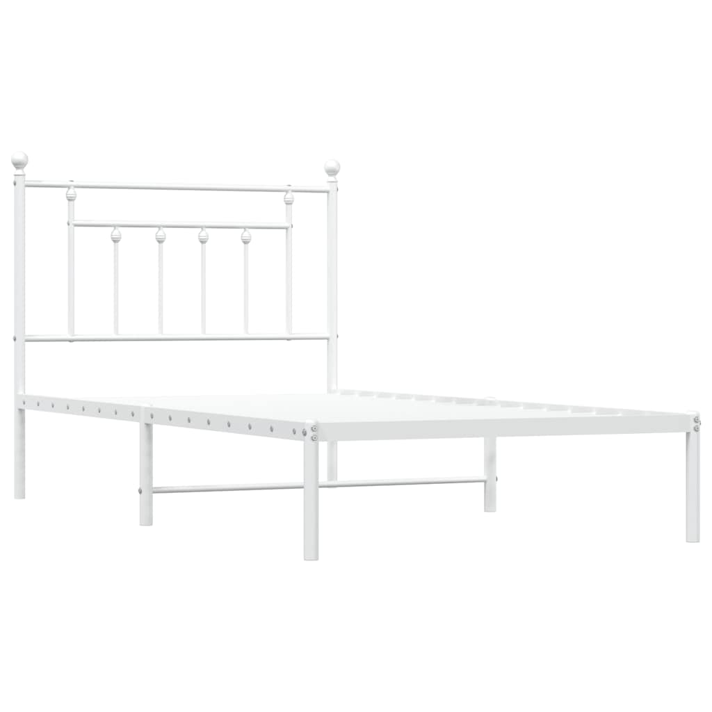 Metalni okvir za krevet s uzglavljem bijeli 100x190 cm
