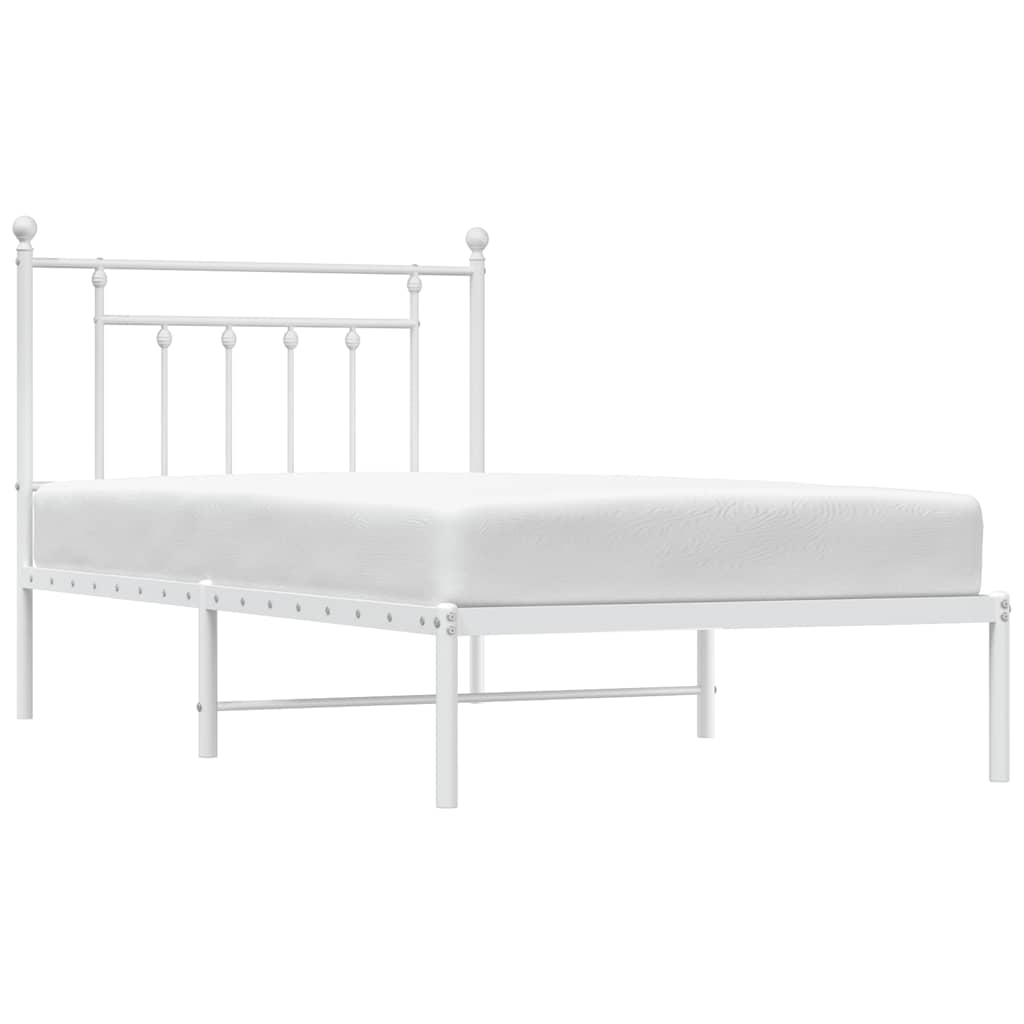 Metalni okvir za krevet s uzglavljem bijeli 100x190 cm