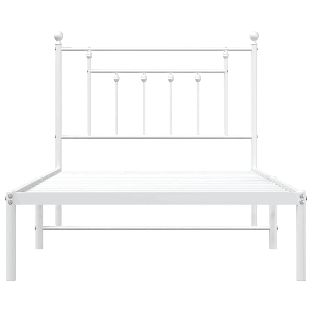 Metalni okvir za krevet s uzglavljem bijeli 100x190 cm