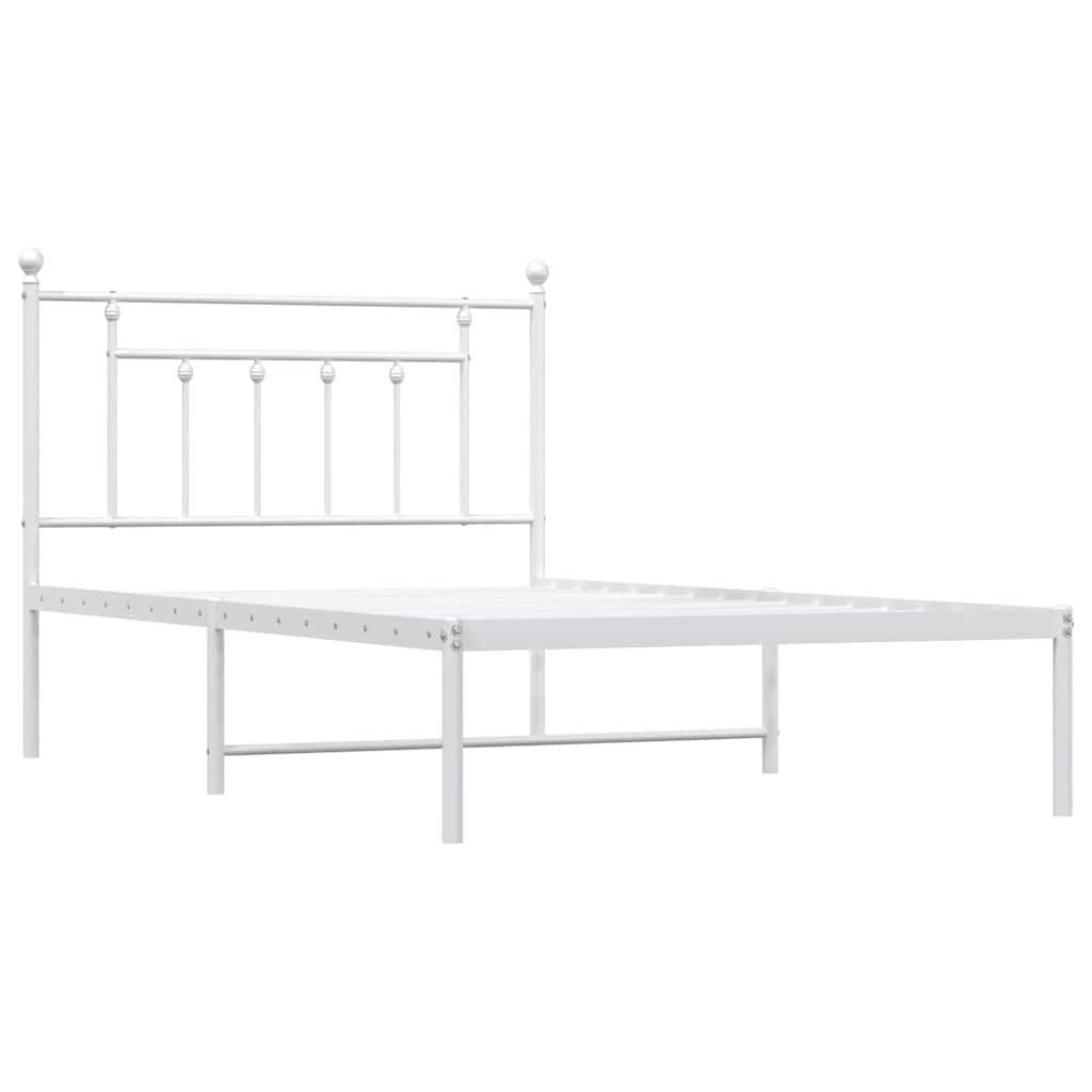 Metalni okvir za krevet s uzglavljem bijeli 100x200 cm