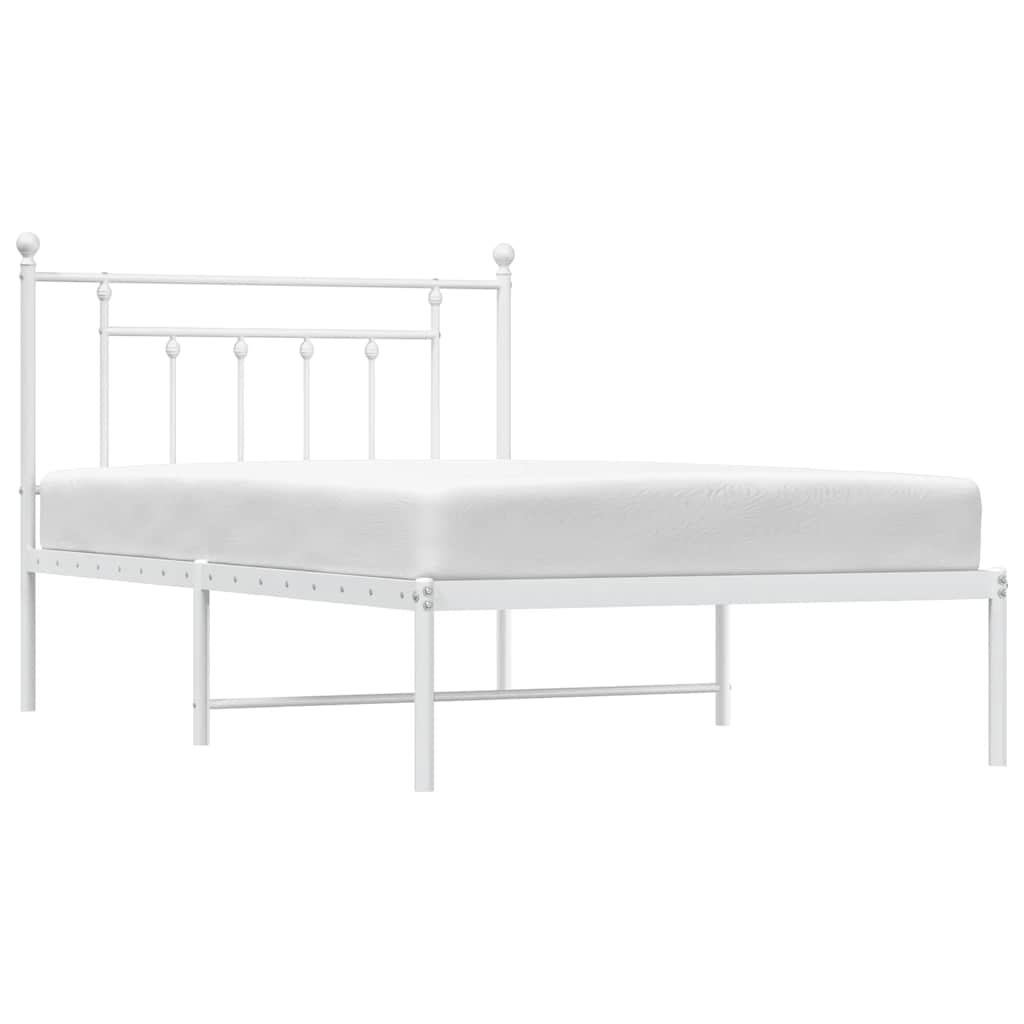 Metalni okvir za krevet s uzglavljem bijeli 100x200 cm