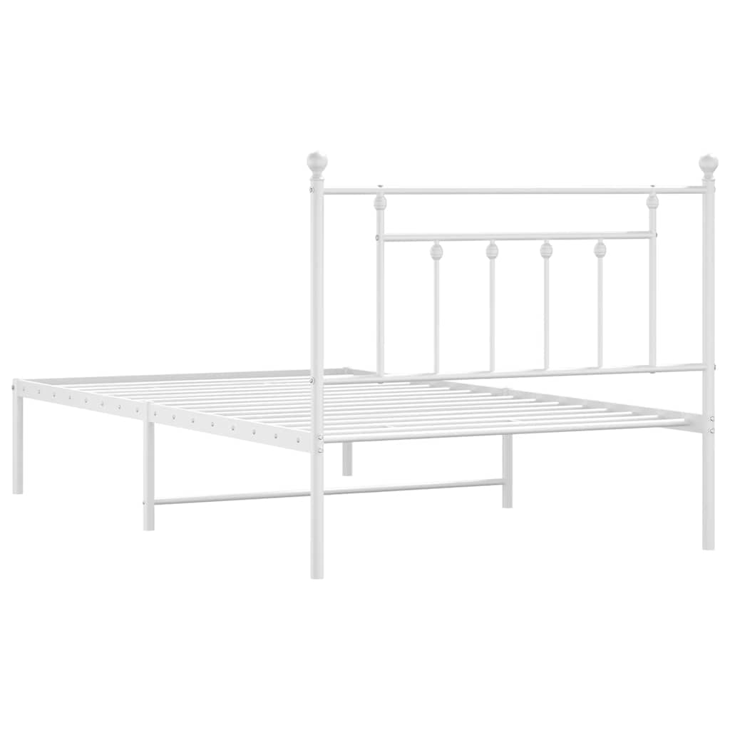 Metalni okvir za krevet s uzglavljem bijeli 100x200 cm