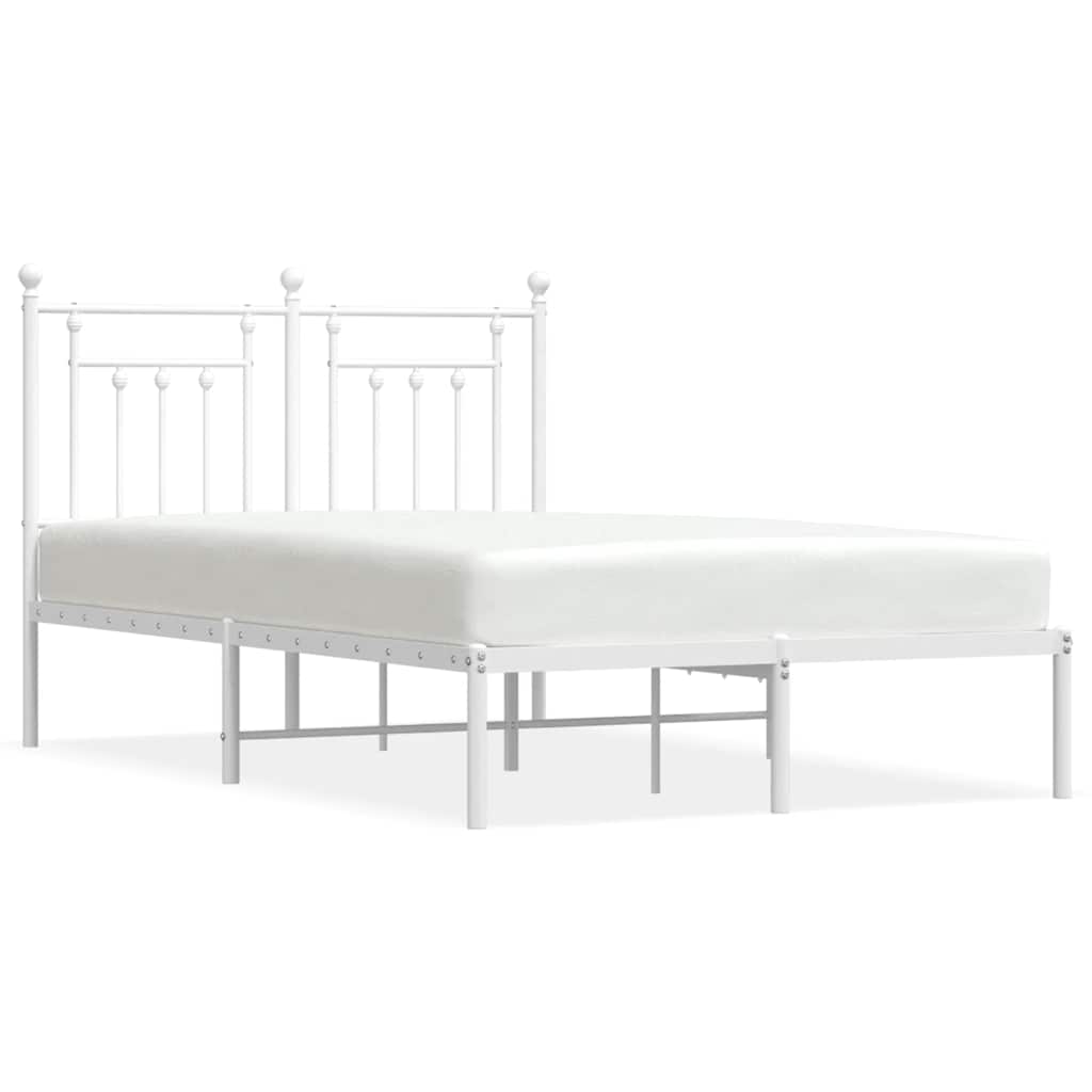 Metalni okvir za krevet s uzglavljem bijeli 120 x 190 cm