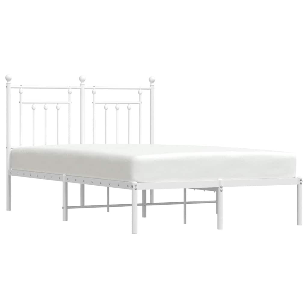 Metalni okvir za krevet s uzglavljem bijeli 120 x 190 cm