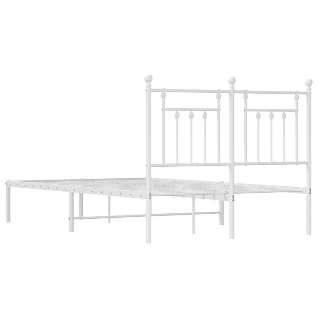 Metalni okvir za krevet s uzglavljem bijeli 135x190 cm