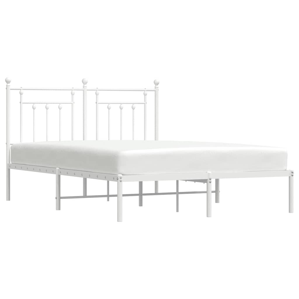 Metalni okvir za krevet s uzglavljem bijeli 140 x 190 cm