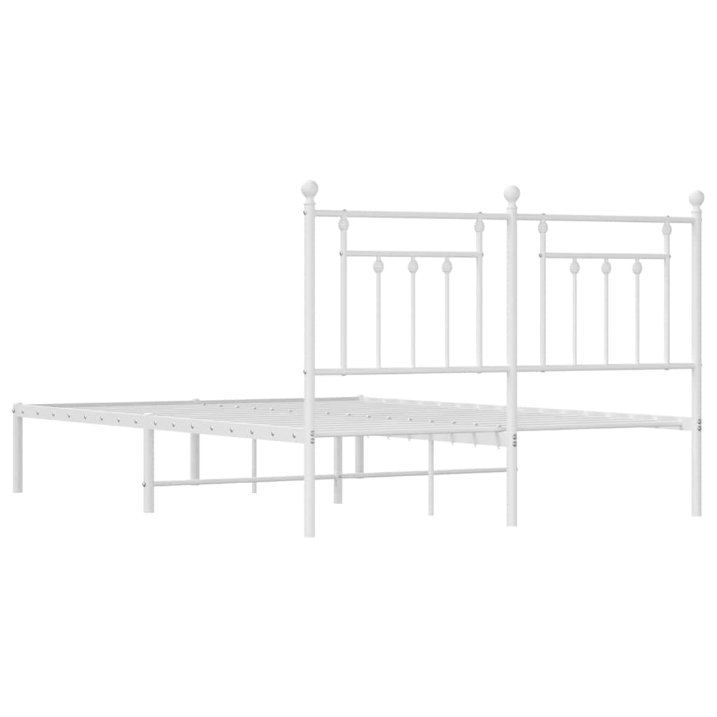 Metalni okvir za krevet s uzglavljem bijeli 140 x 190 cm