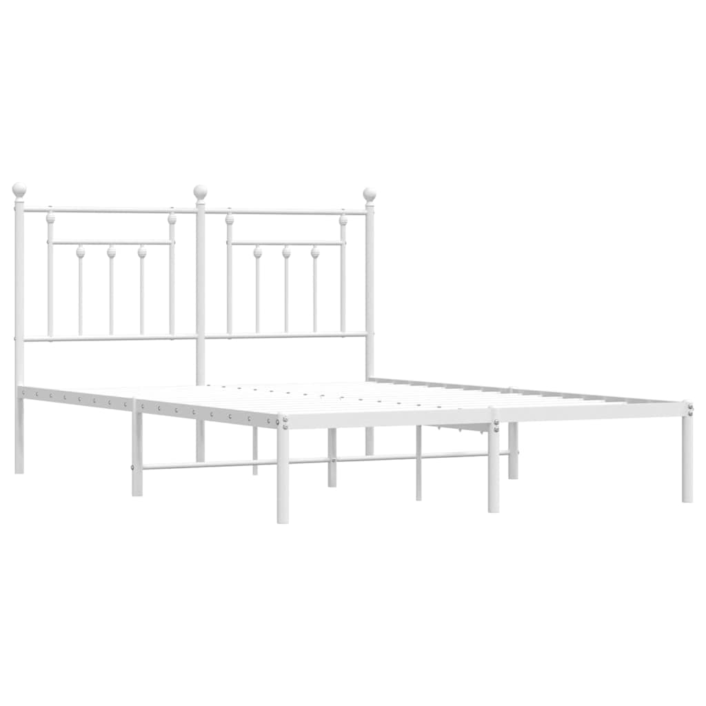 Metalni okvir za krevet s uzglavljem bijeli 140 x 200 cm