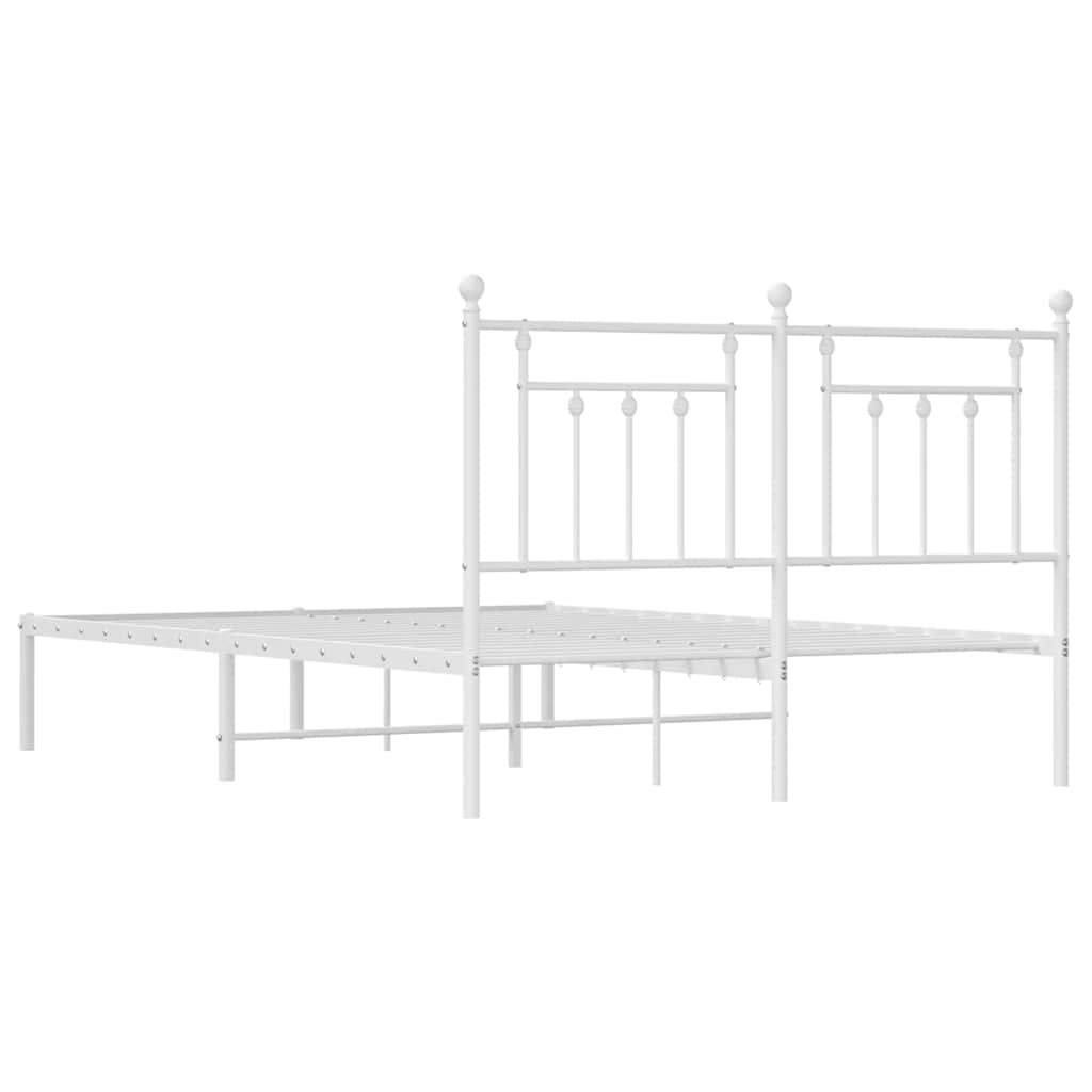 Metalni okvir za krevet s uzglavljem bijeli 140 x 200 cm