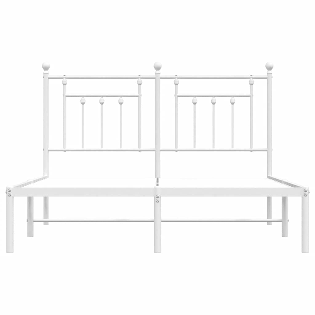Metalni okvir za krevet s uzglavljem bijeli 150x200 cm