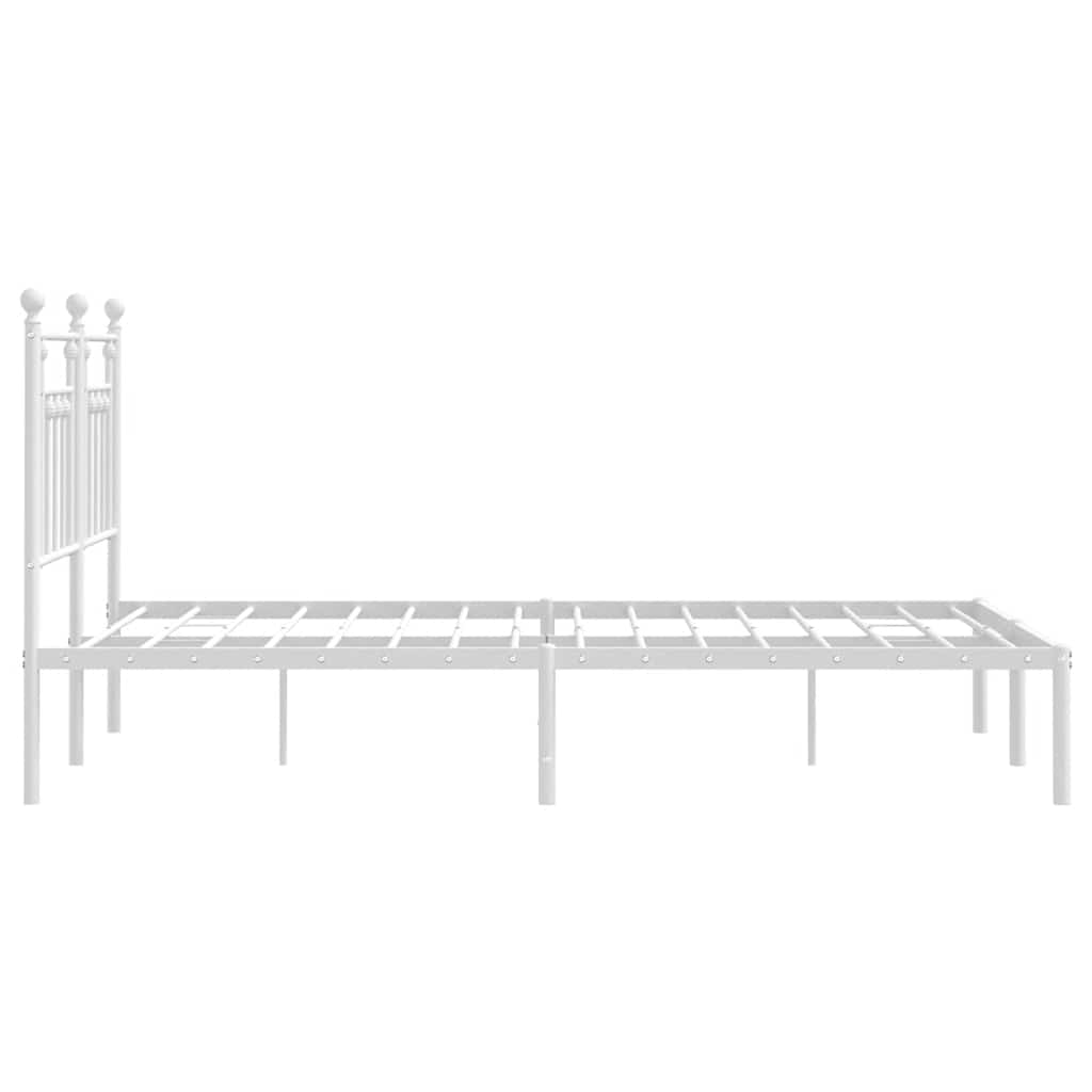 Metalni okvir za krevet s uzglavljem bijeli 150x200 cm