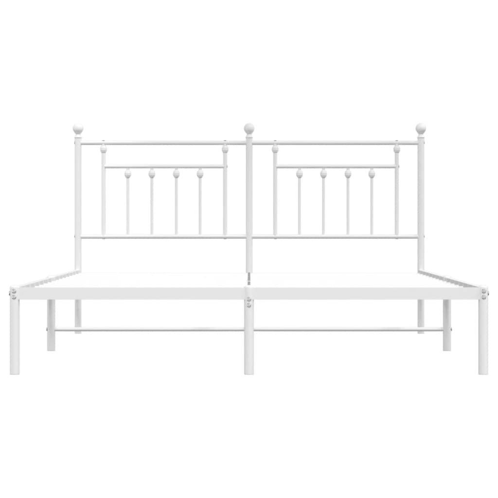 Metalni okvir za krevet s uzglavljem bijeli 160x200 cm