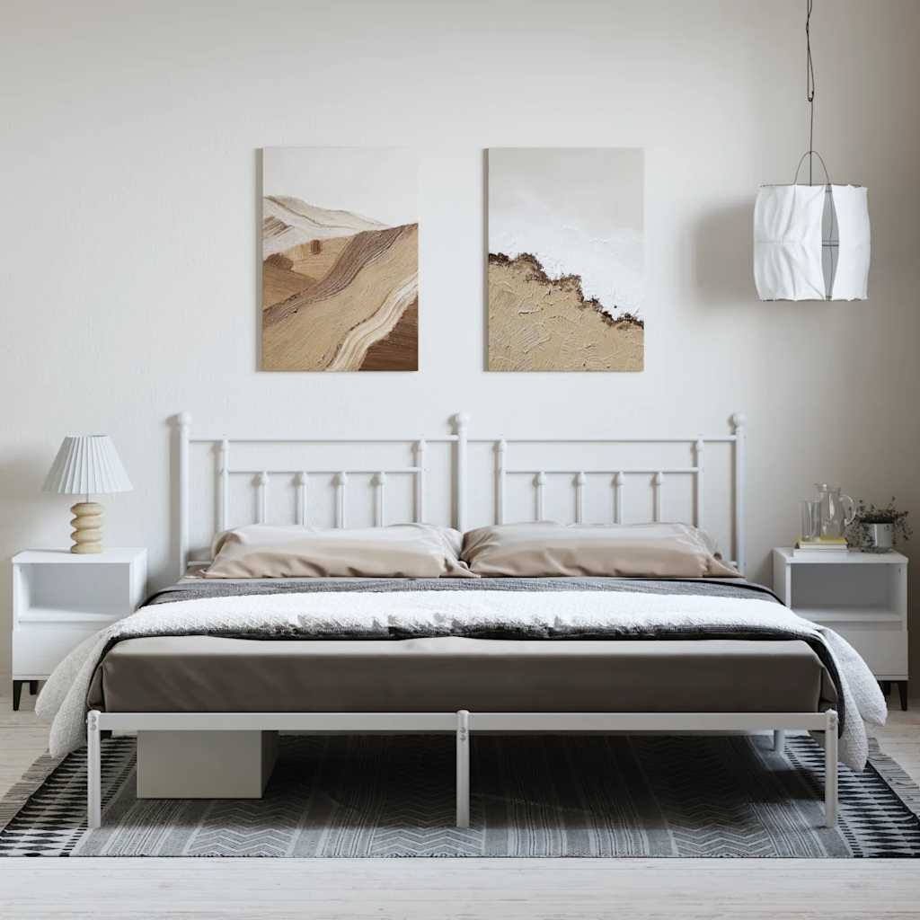 Metalni okvir za krevet s uzglavljem bijeli 193x203 cm