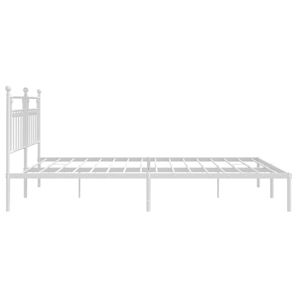 Metalni okvir za krevet s uzglavljem bijeli 193x203 cm