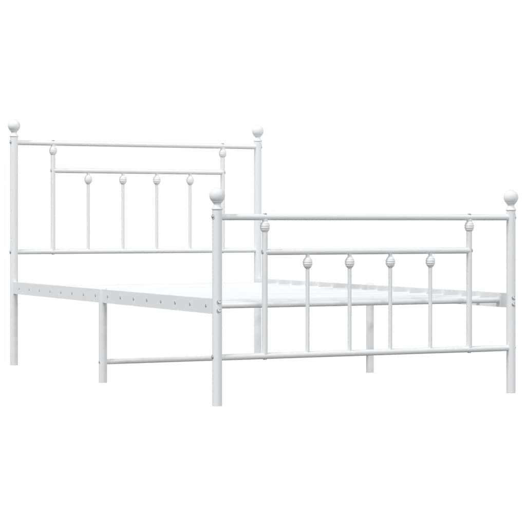 Metalni okvir kreveta uzglavlje i podnožje bijeli 100x200 cm