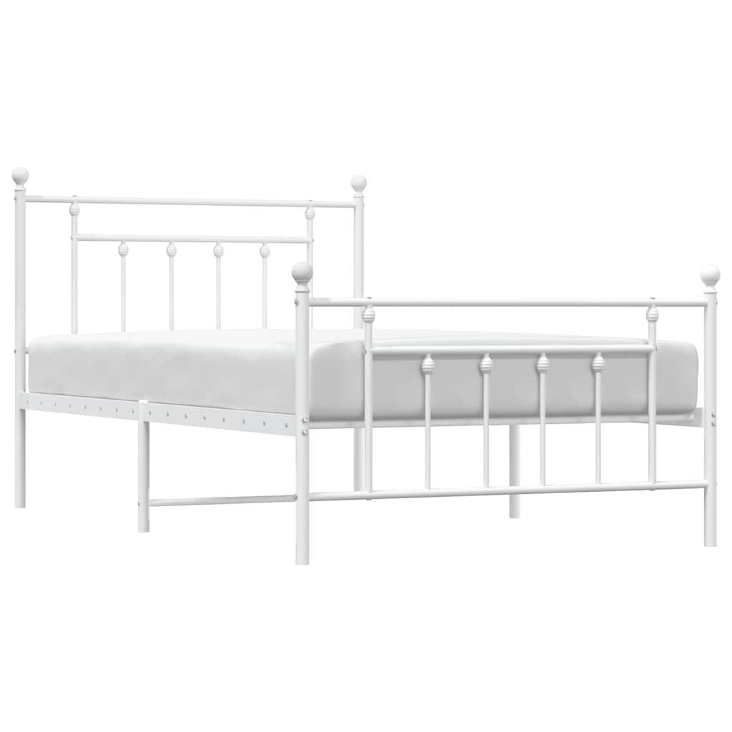 Metalni okvir kreveta uzglavlje i podnožje bijeli 100x200 cm