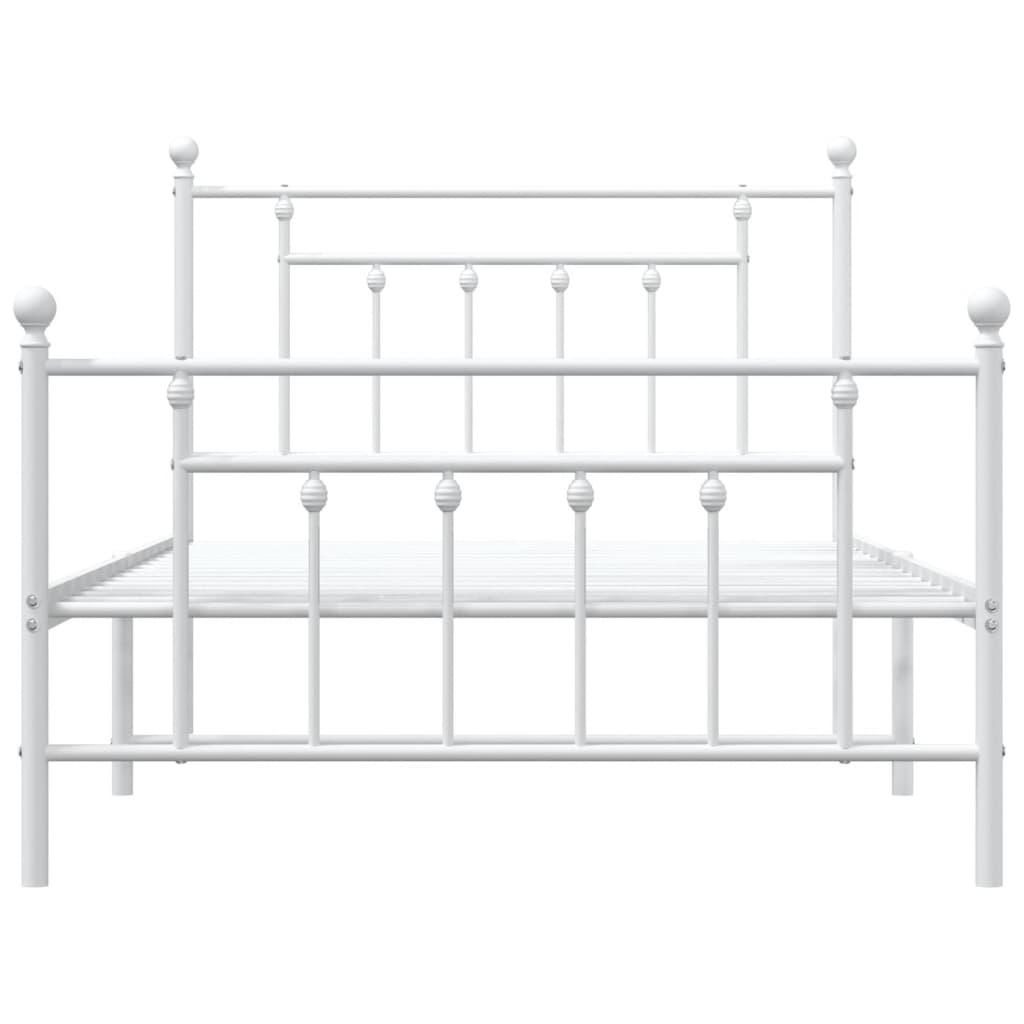 Metalni okvir kreveta uzglavlje i podnožje bijeli 100x200 cm
