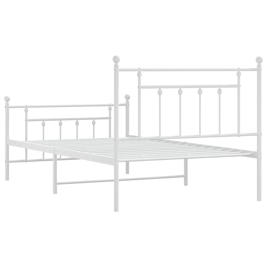 Metalni okvir kreveta uzglavlje i podnožje bijeli 100x200 cm