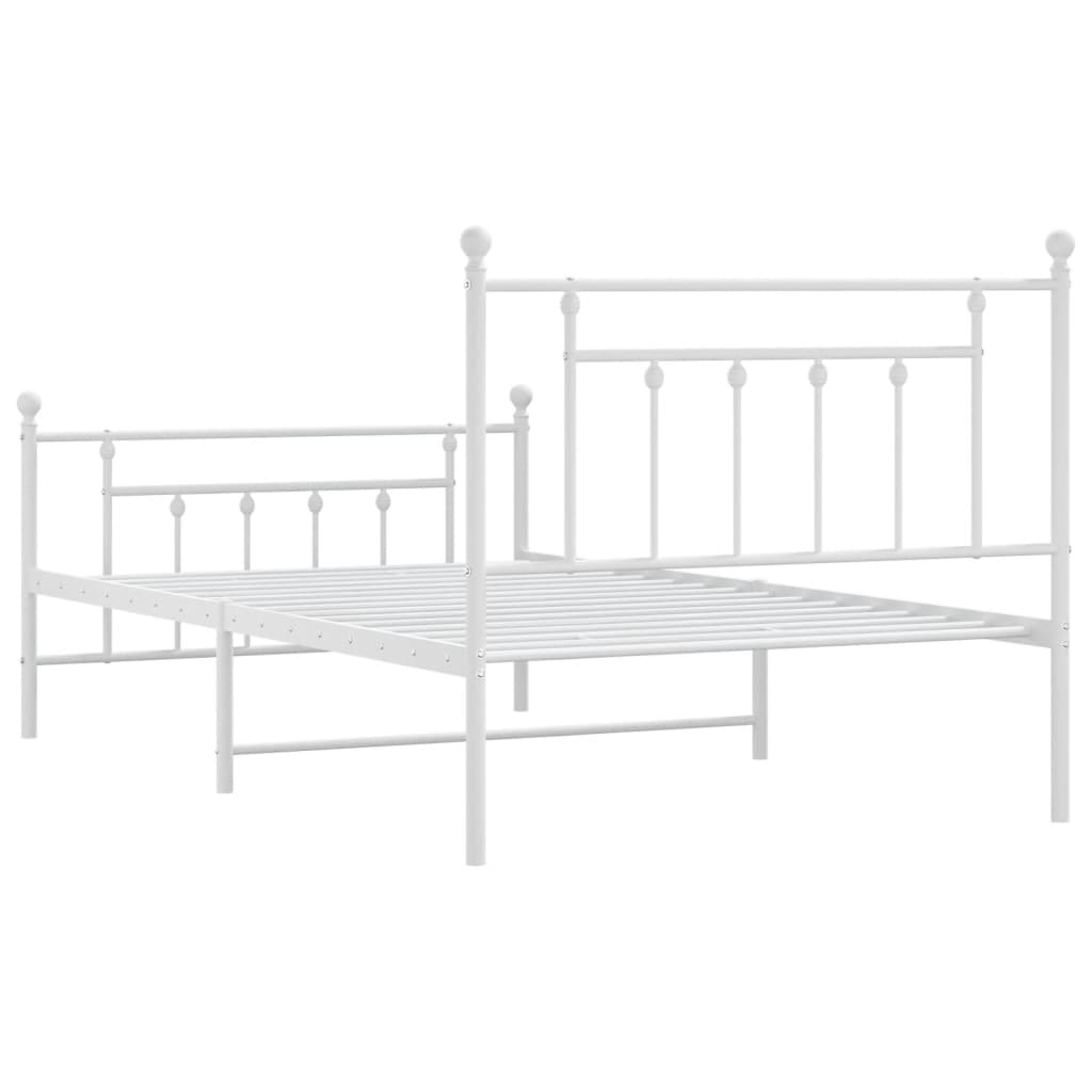 Metalni okvir kreveta uzglavlje i podnožje bijeli 107x203 cm