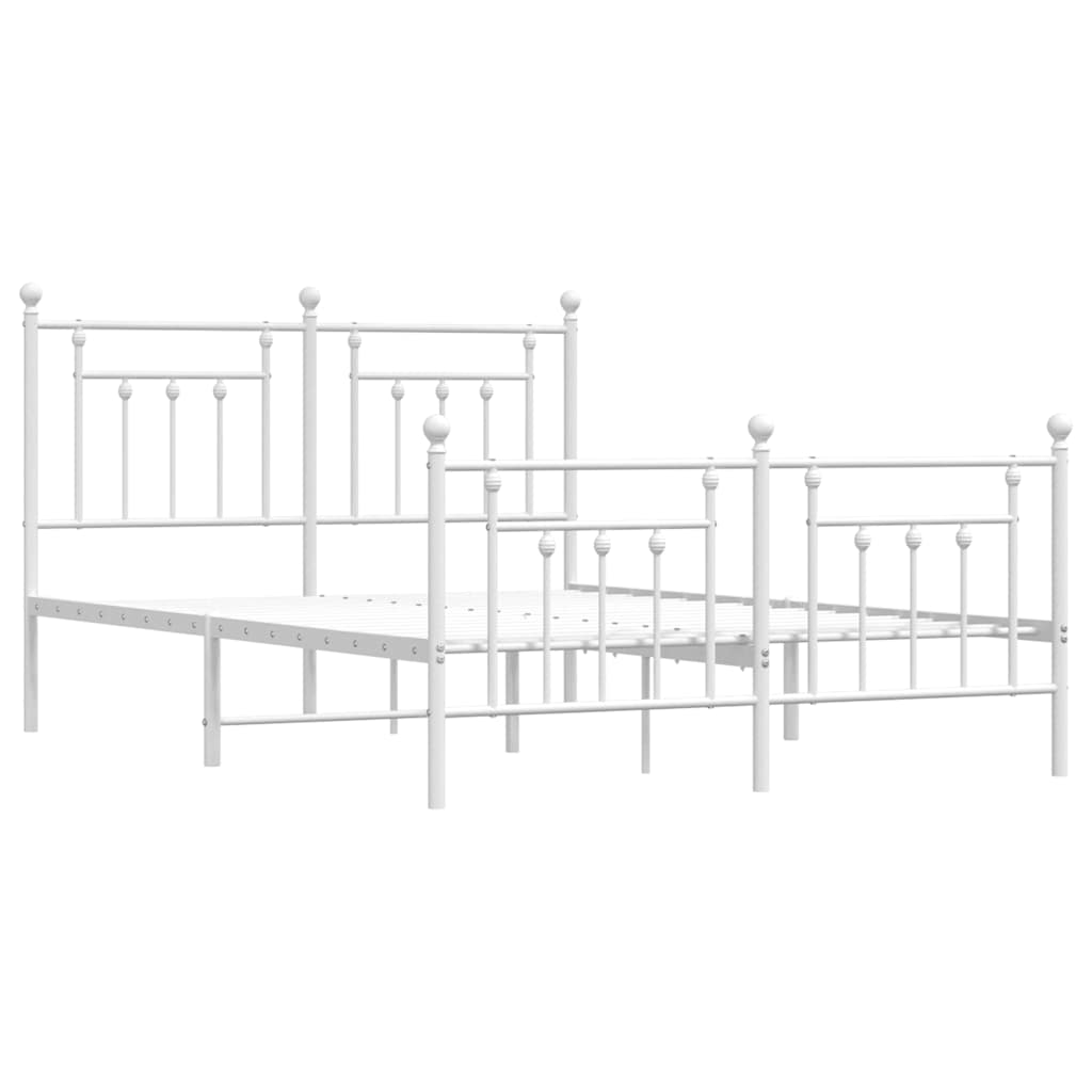 Metalni okvir kreveta uzglavlje i podnožje bijeli 150 x 200 cm