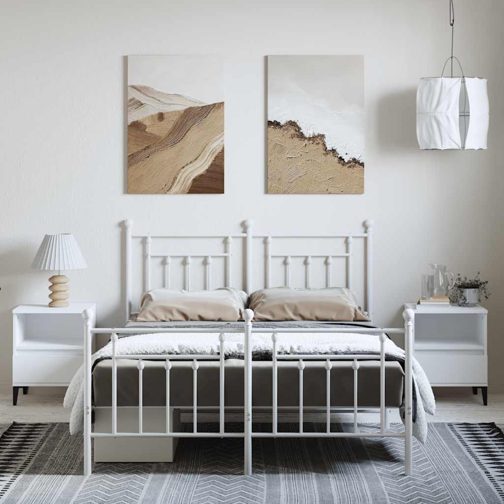 Metalni okvir kreveta uzglavlje i podnožje bijeli 150 x 200 cm