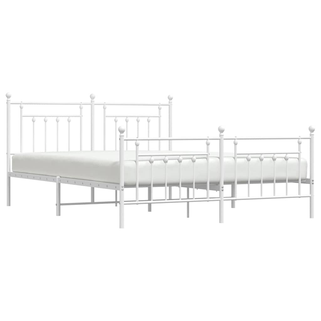 Metalni okvir kreveta uzglavlje i podnožje bijeli 183x213 cm