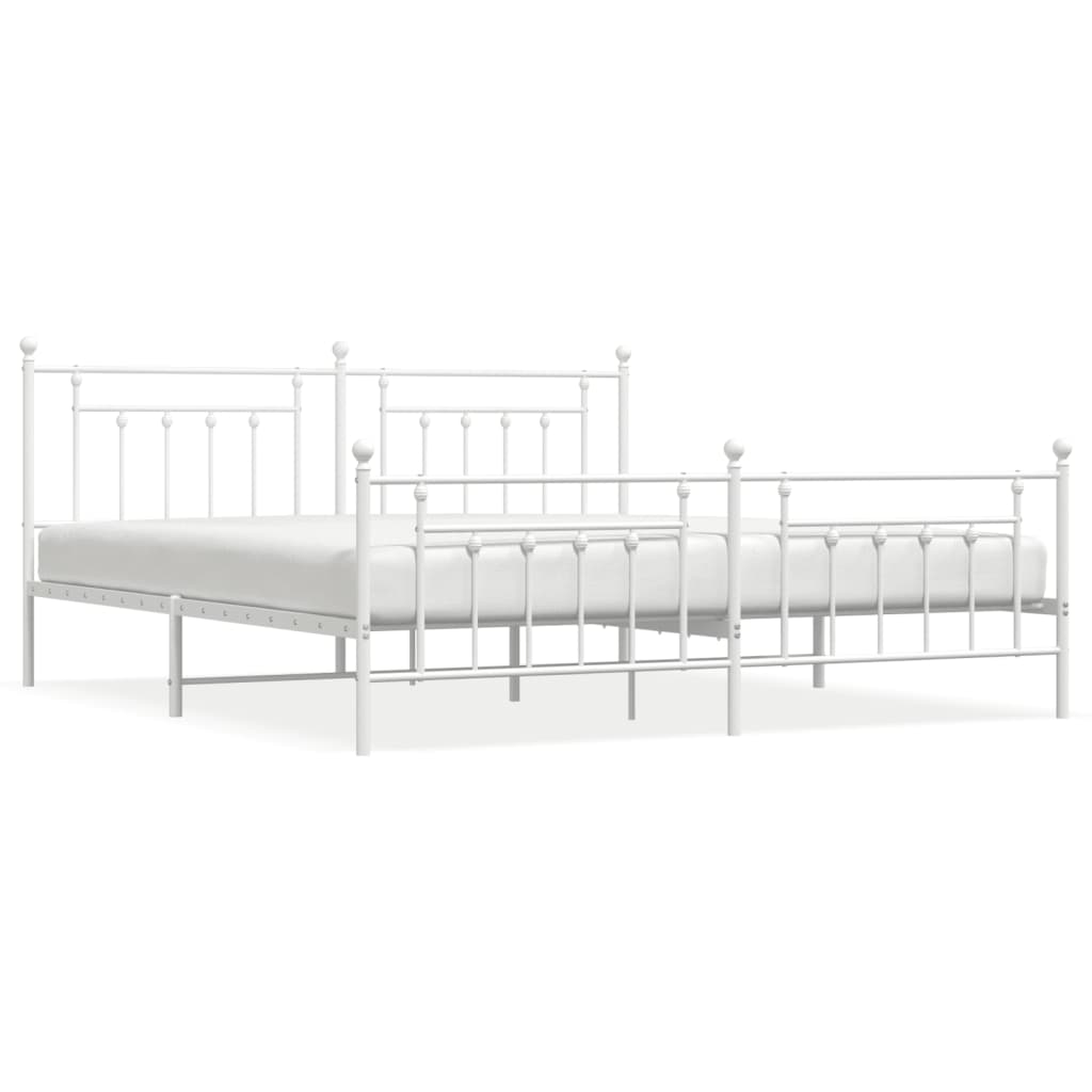 Metalni okvir kreveta uzglavlje i podnožje bijeli 200x200 cm