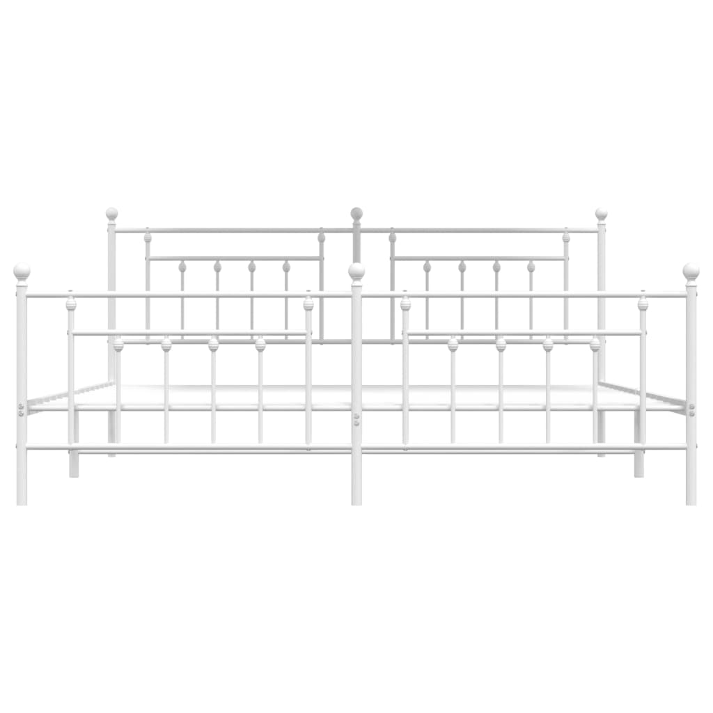Metalni okvir kreveta uzglavlje i podnožje bijeli 200x200 cm