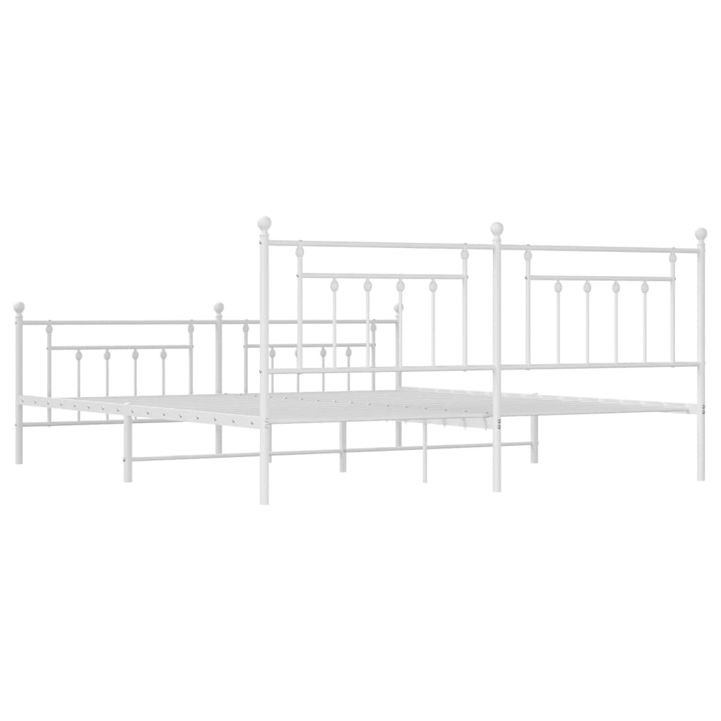 Metalni okvir kreveta uzglavlje i podnožje bijeli 200x200 cm