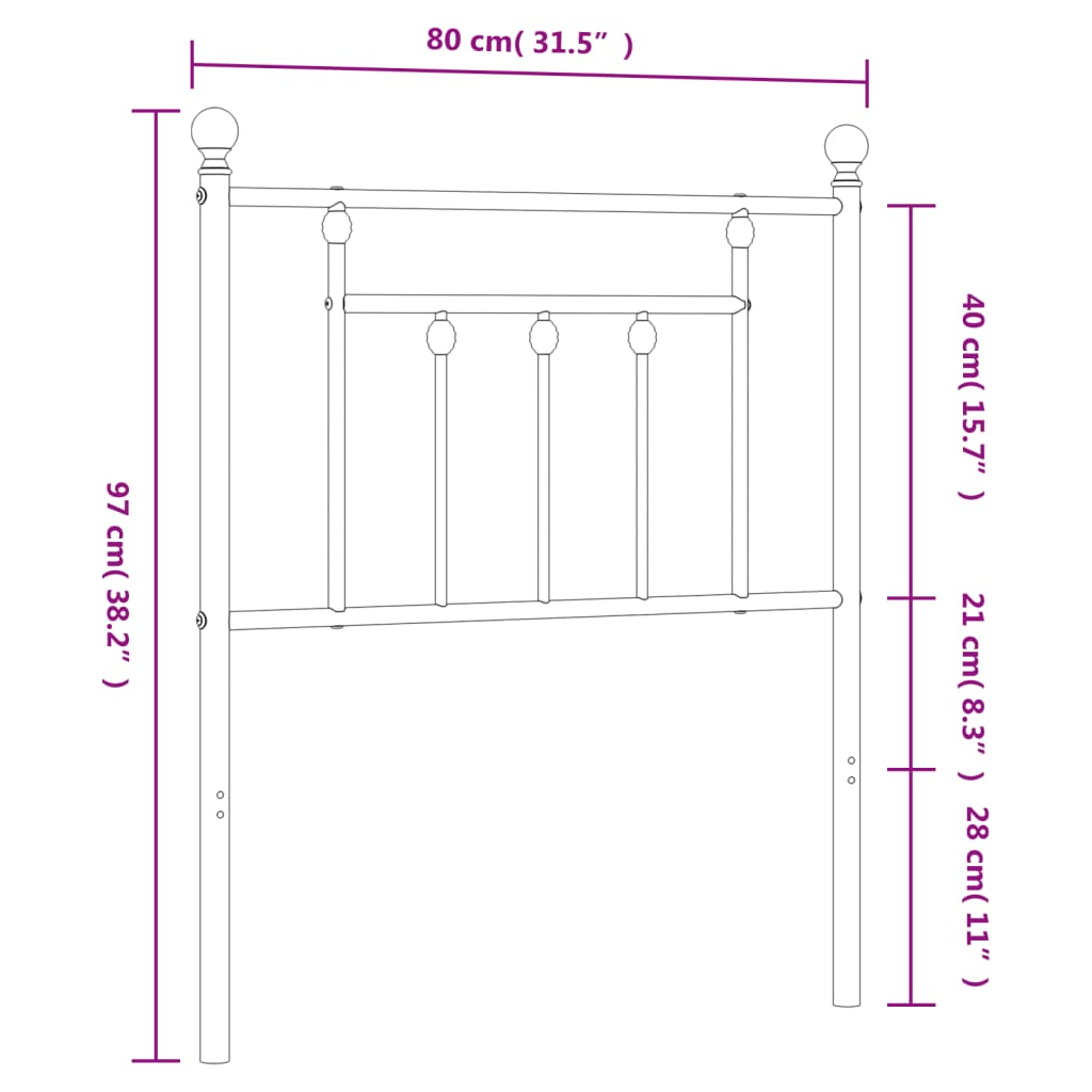 Metalno zamjensko uzglavlje bijelo 75 cm