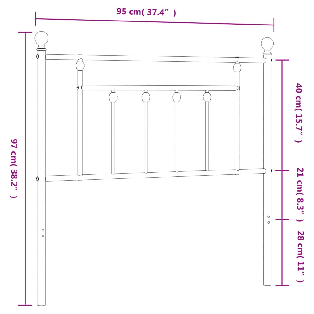 Metalno zamjensko uzglavlje bijelo 90 cm