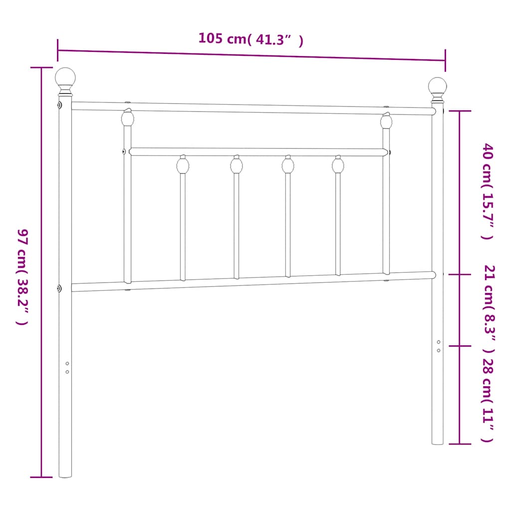 Metalno zamjensko uzglavlje bijelo 100 cm
