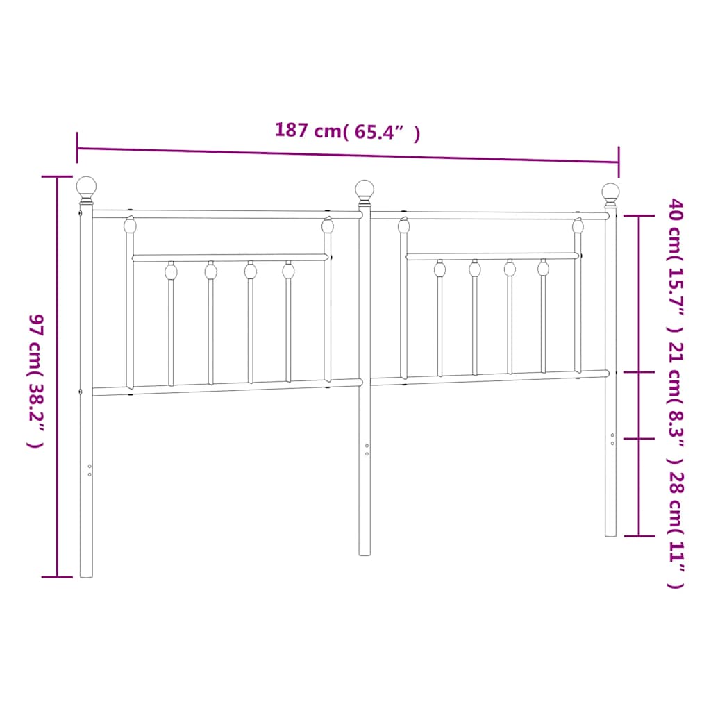 Metalno zamjensko uzglavlje bijelo 180 cm