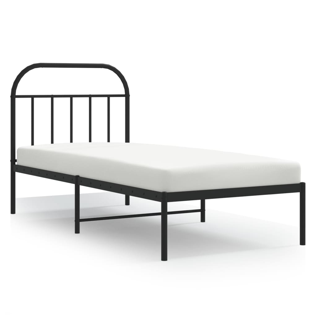 Metalni okvir za krevet s uzglavljem crni 80x200 cm