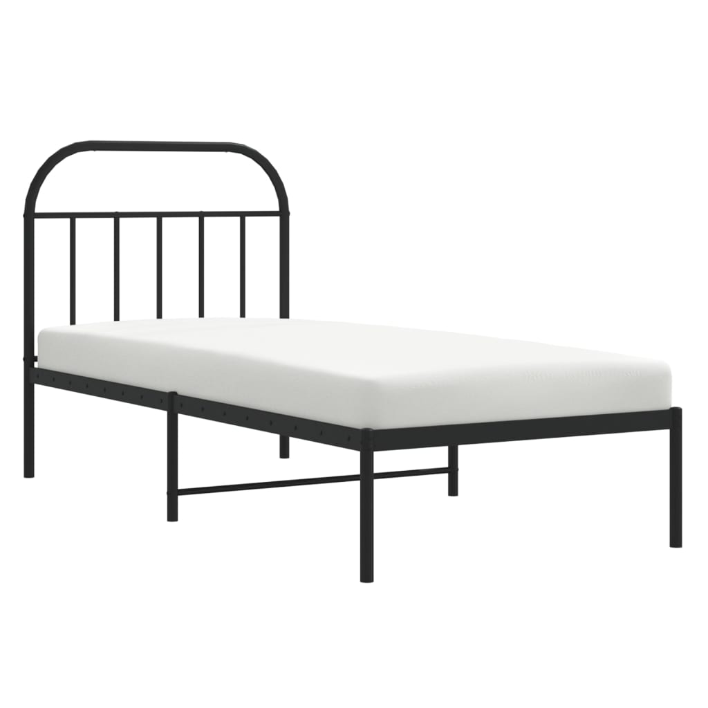 Metalni okvir za krevet s uzglavljem crni 80x200 cm
