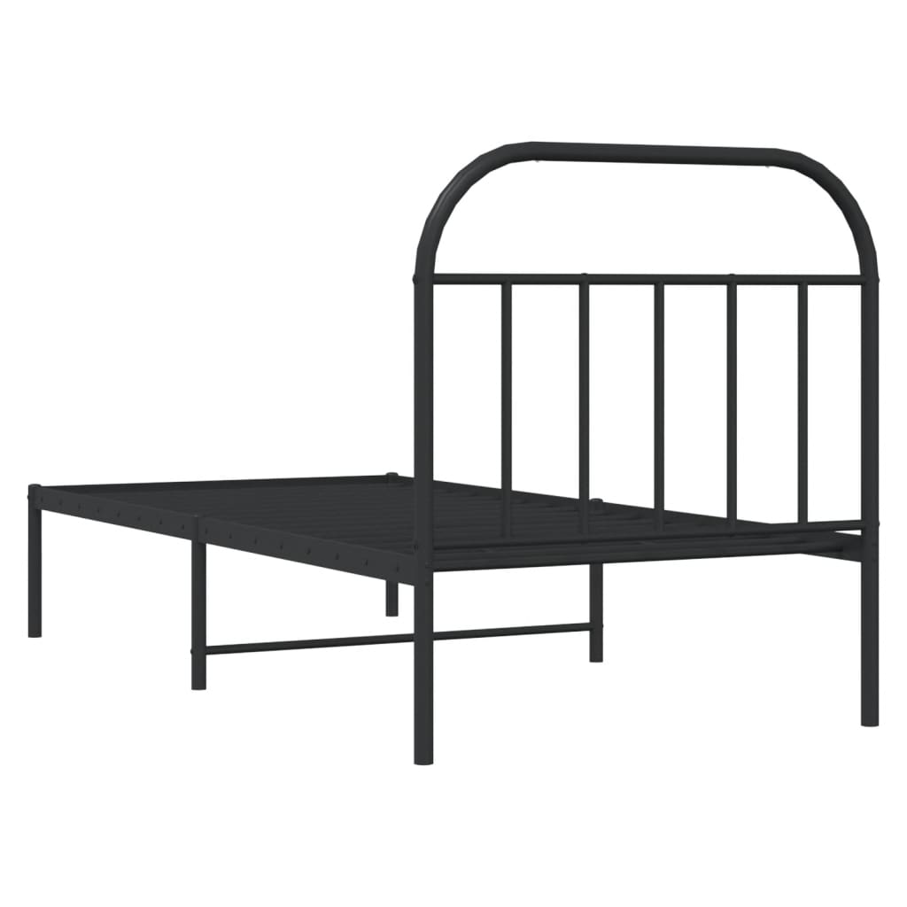 Metalni okvir za krevet s uzglavljem crni 90x190 cm