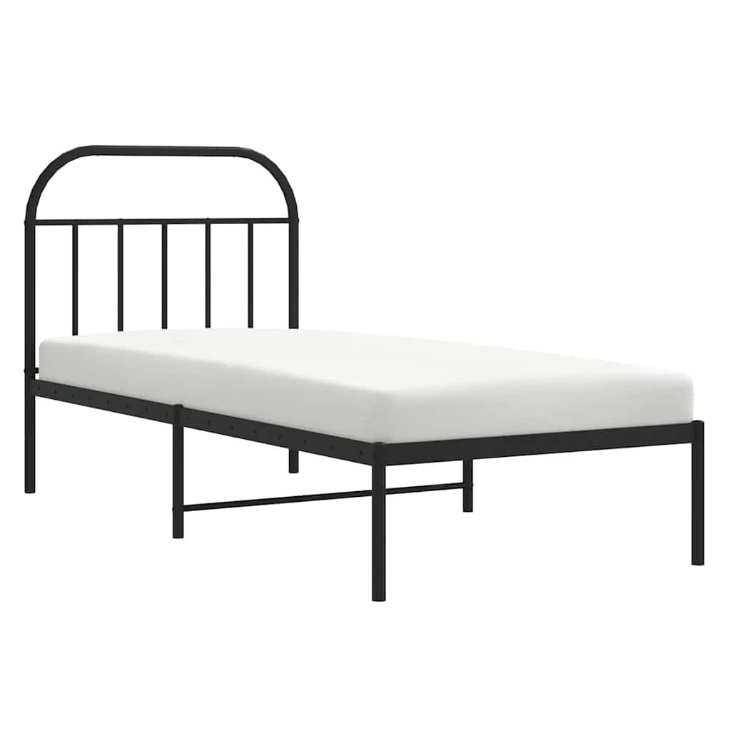 Metalni okvir za krevet s uzglavljem crni 90x200 cm