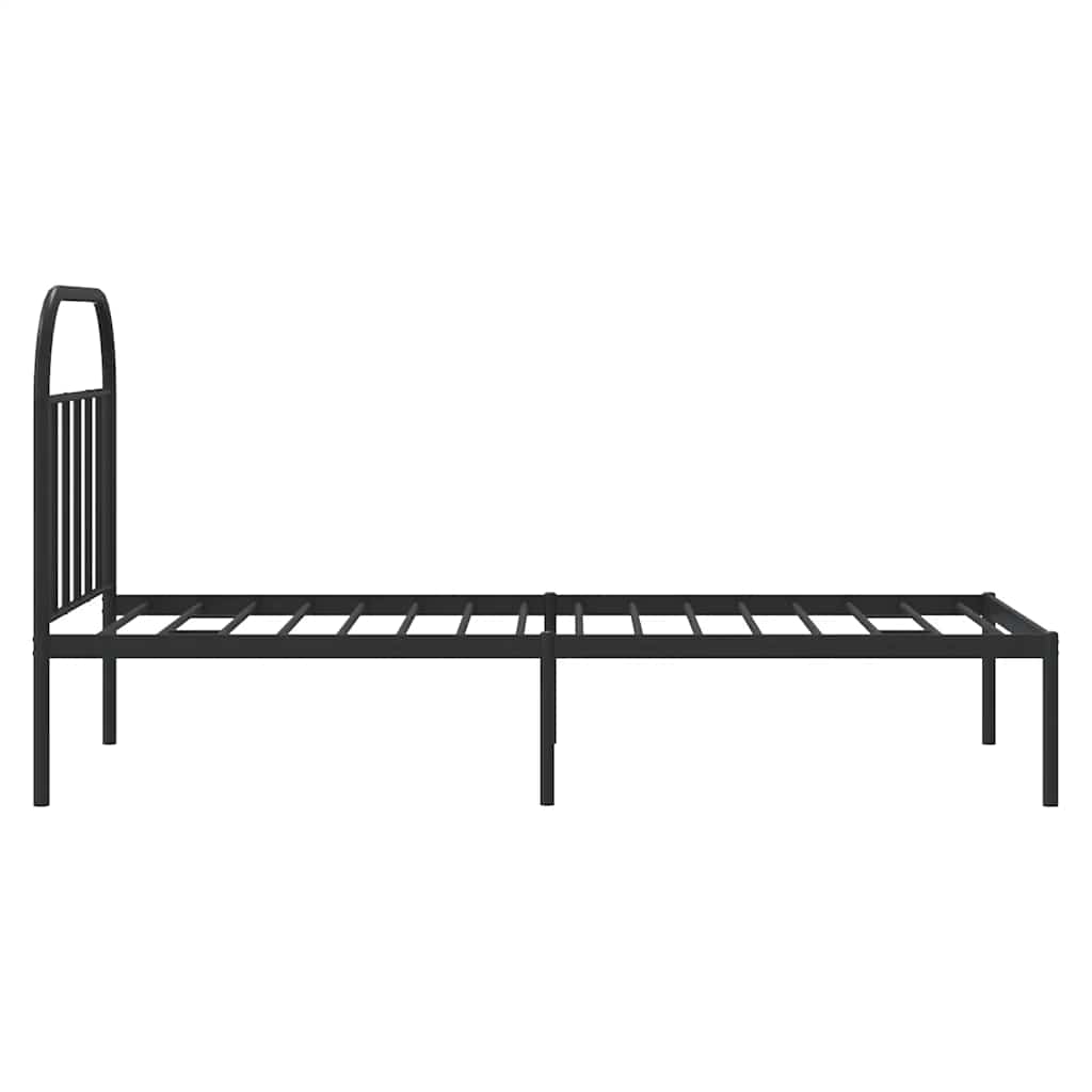 Metalni okvir za krevet s uzglavljem crni 90x200 cm