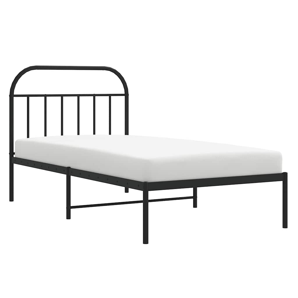 Metalni okvir za krevet s uzglavljem crni 100x200 cm
