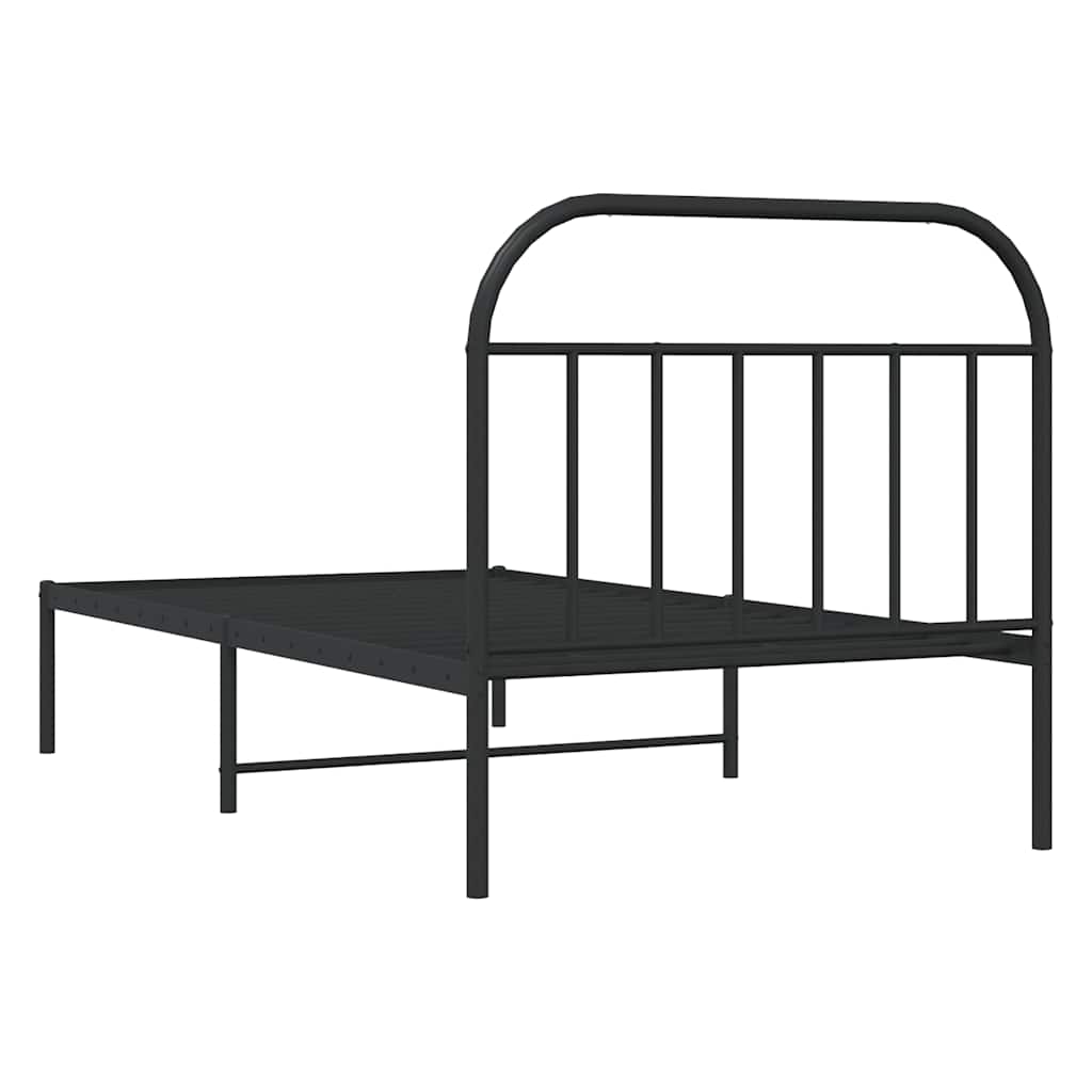 Metalni okvir za krevet s uzglavljem crni 100x200 cm