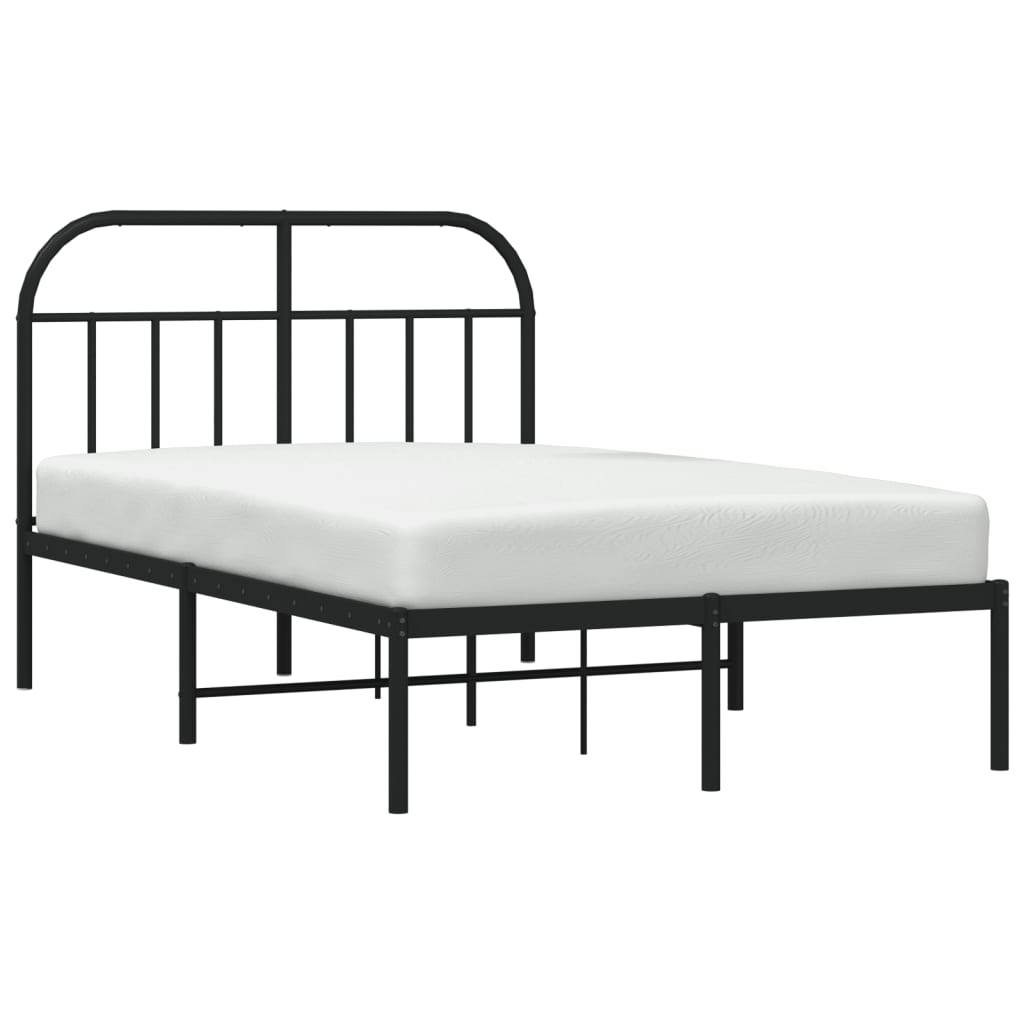 Metalni okvir za krevet s uzglavljem crni 120x190 cm